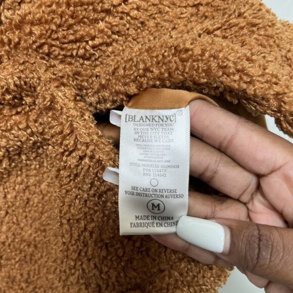 Blank NYC Women Teddy Sherpa Jacket Medium Brown Cinnamon Stick Outdoor Cozy - Picture 6 of 10